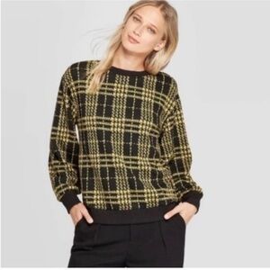 Who What Wear Black and Yellow Plaid Sweater